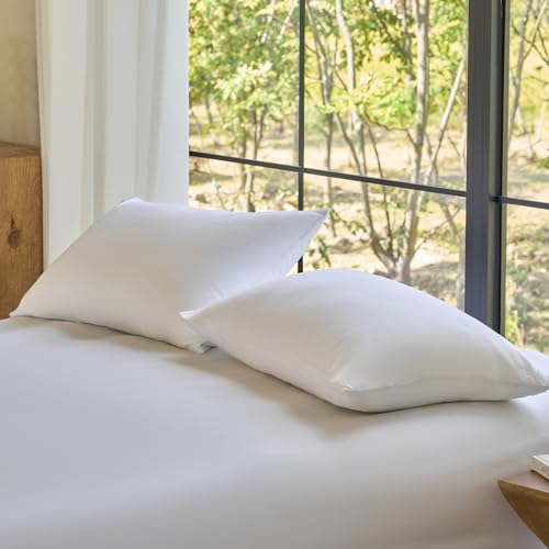 DOZ by SIJO Pillowcase Set, 100% Viscose derived from Organically Grown Bamboo, Buttery Soft, Silky, Breathable, Cooling, Oeko-TEX, High GSM, 2-Pack, Envelope Closure (Queen, Snow)