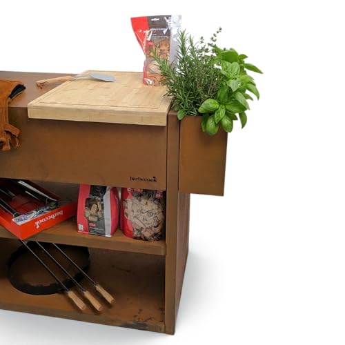 Barbecook Outdoor küche Nestor Buddy mit stauraum aus Cortenstahl, 133x55x90cm