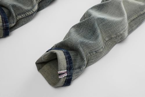 Men's Stretch Ripped Jeans Distressed Slim Fit Straight Leg Fashion Denim Pants3