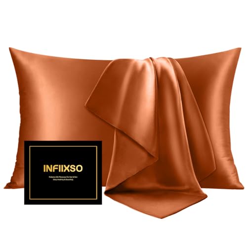 Image of INFIIXSO Silk Pillowcase Orange 1PC 20 inchx30 inch