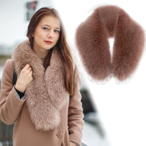 Eforcase Faux Fur Trim for Hood Replacement Detachable Collar Neck Warmer Scarf Wrap Faux Fur Collar Cold Weather Wrap Scarf4
