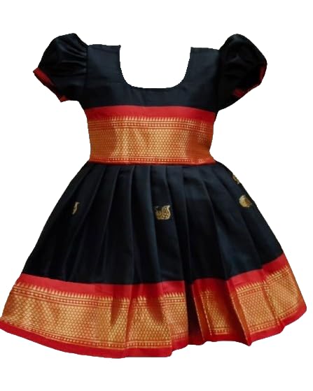 Baby-Girl's Cotton Silk Fit and Flare Midi pattu Pavadai for Kids-picture-16