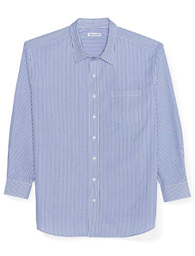 Amazon Essentials Men's Big & Tall Long-Sleeve Stripe Casual Poplin Shirt fit by DXL, White, 3X