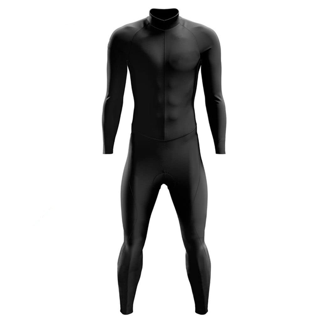 Jersey in Bicicletta da Uomo Set di Triathlon Skinsuit Manica Lunga Manica Lunga Pantalone da Un Pezzo Speedsuit PRO Team Uniform MTB. Abito Gel Pad (Color : A, Size : 3X-Large)