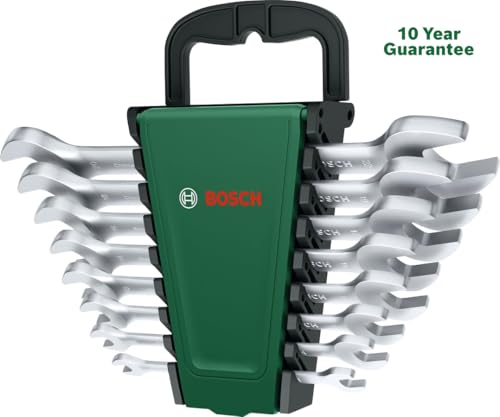 Image of Bosch Double Open-End Wrench Set 8-Piece | Carbon Steel Double Open End Wrench Set | Precision Machined Heads | Durable & Corrosion Resistant | Metric Spanner Set | For Workshop & DIY Use