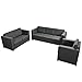 Produktbild Festnight 3-teilig Sofa Set Couch Loungesofa Wohnzimmersofa Sofagarnitur inkl. Einzel-Sofa, 2-Sitzer-Sofa und 3-Sitzer-Sofa Stoffpolsterung Dunkelgrau