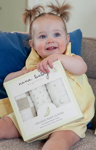 Nana Baby Burp Cloths | 100% Organic Muslin Cotton | Set of 3 (Ivory/Oatmeal)3