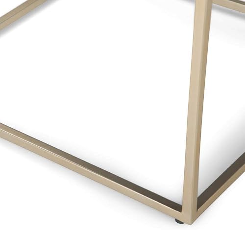Miniatura 8 de SIMPLIHOME Kline - Mesa auxiliar industrial moderna de metal de 18 pulgadas de ancho en blanco, dorado, extremo, mesita de noche y mesita de noche,