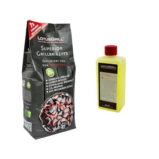 1 biscotto LotusGrill Superior BBQ da 3 kg + 1 pasta combustibile LotusGrill da 500 ml – CO2 neutro, si accende rapidamente, tempo di combustione