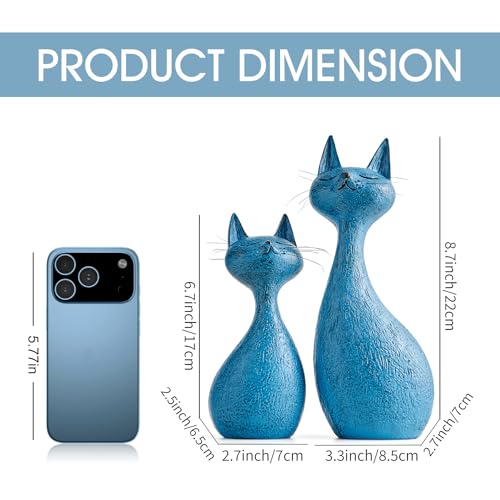 Estatuas decorativas gato azul navy juego de dos miniatura 2