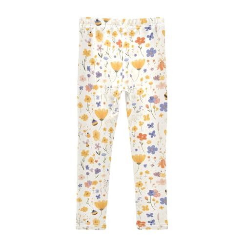 KLL Embroidery Bee Butterfly Flowers Toddler Girls' Legging Fashion Full Length Workout Pants Sports2