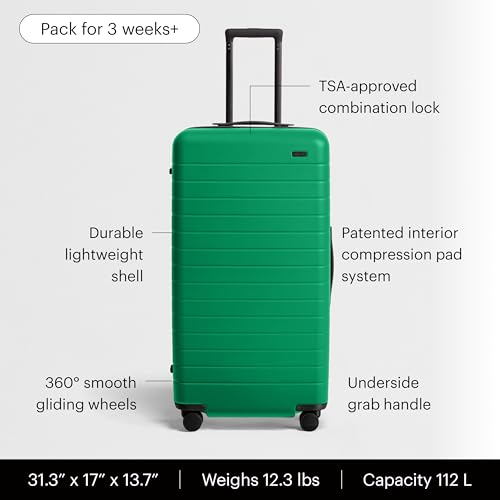 Image of Away Amazon Exclusive Trunk Checked Luggage - 31-Inch Lightweight Hardside Suitcase with 360 WhisperGlide Spinner Wheels, Interior Compression System, TSA-Accepted Lock - Palm Green