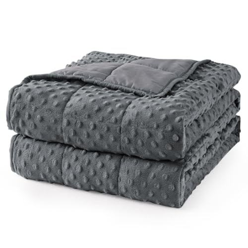 Image of Mr. Sandman Weighted Blanket for Adults Queen Size 15 lbs, Soft Cooling Heavy Minky Blanket for Sleep, Washable Throw Blanket with Glass Beads, 60 x 80 Inches, Dark Grey