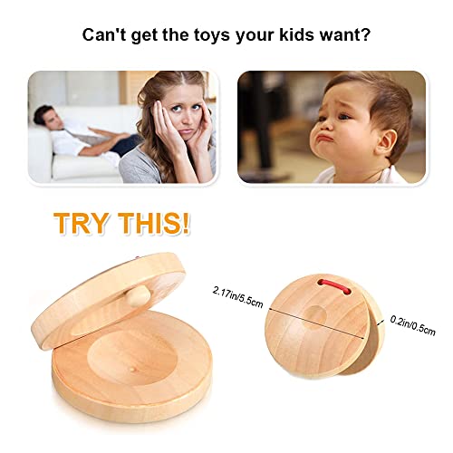 image for DHinkyoung 2 Pcs Wooden Castanets Musical Instrument Finger Castanets 
