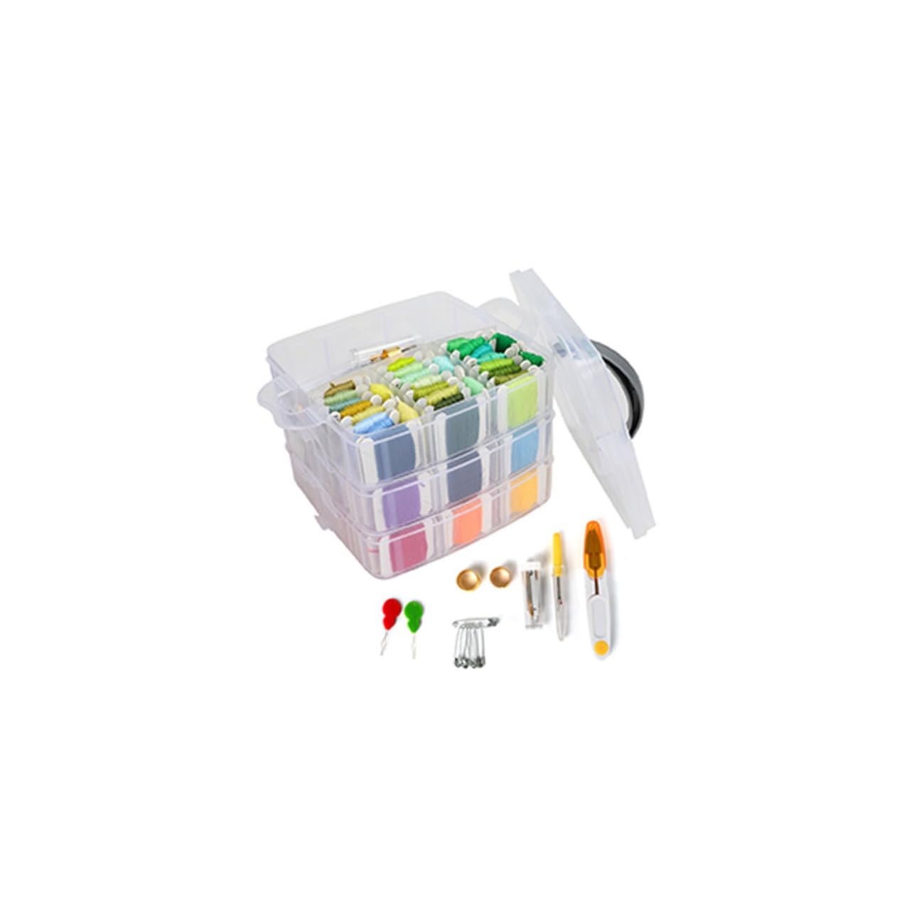 LOLIPPYY 1juego Herramientas De Bordado Con Hilos Coloridos y Accesorios Caja De Almacenamiento Para Diy Costura Casa Mujeres y Niñas