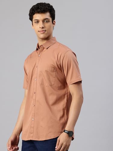 Image of Majestic Man Slim Fit Pure Cotton Half Sleeve Solid Casual Shirt
