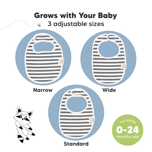 Image of 8-Pack Organic Baby Bibs for Boys, Girls - Soft Cotton Drooling and Teething Bibs for Baby Girl & Boy, Extra Absorbent, Easy To Clean & Put On for Toddler, Newborn, Infant 0-24 Months(Grayscale)
