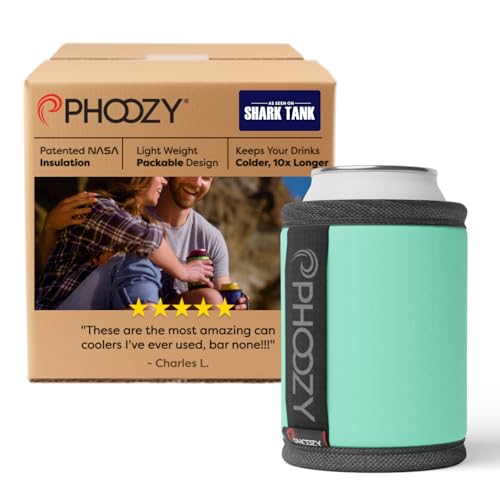 Image of PHOOZY Insulated Can Cooler for 12 oz Cans - Patented Drink Sleeve with NASA-Inspired Technology - Keeps Beer, Soda & Sparkling Water Cold Longer - Lightweight Outdoor Can Holder - Mint