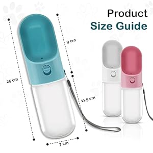 Portable Dog Water Bottle – Leak-Proof Water Dispenser with Drinking Feeder & Carry Strap for Pet – Feeding Accessories – 13.5 oz., Blue