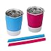 Housavvy 2 Pack 8 OZ Insulated Stainless Steel Kids Cups with Lids and Silicone Straws,BPA Free Toddler Cups for Kids Smoothie Drinking