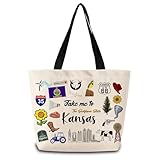 ZhuVantrix Take Me To Kansas Tote Bag Reusable Grocery Bags Aesthetic Shopping Shoulder Handbag with Interior Pocket Lightweight & Washable Stylish Kansas Travel Present for Women