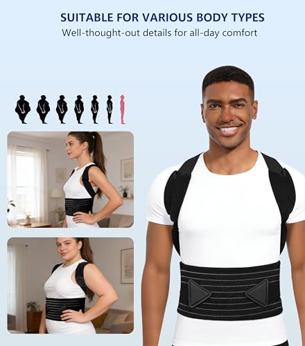 Aollop Posture Corrector Men and Women - Back Brace Back Support Belt with Breathable Adjustable Elastic Bands Back Straightener Improve Lumbar Support Belt Lower Back Pain Relief (Waist 27'- 48') - 4