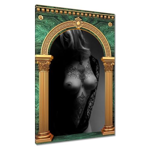 Peinture imprimée sur toile 60x90cm Fille avec tatouages décoration murale grand format H9987M