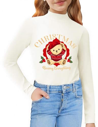 Image of Arshiner Girls Long Sleeve Mock Turtleneck Shirts Slim Fit Base Layer Top