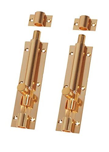 Smart Shophar Brass Plain Tower Bolt 4 Inches Gold/Secure Fastening/Rust-Resistant/Pack of 2