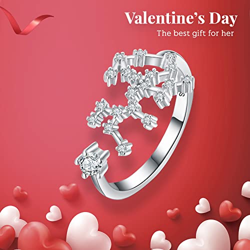 Brilove 925 Sterling Silver Cz Statement Ring For Mom Women Girls -"Sagittarius" 12 Constellation Astrology Horoscope Zodiac Adjustable Ring For Mothers Day/Valentines Day/Birthday/Christmas/Anniversary #TOP6