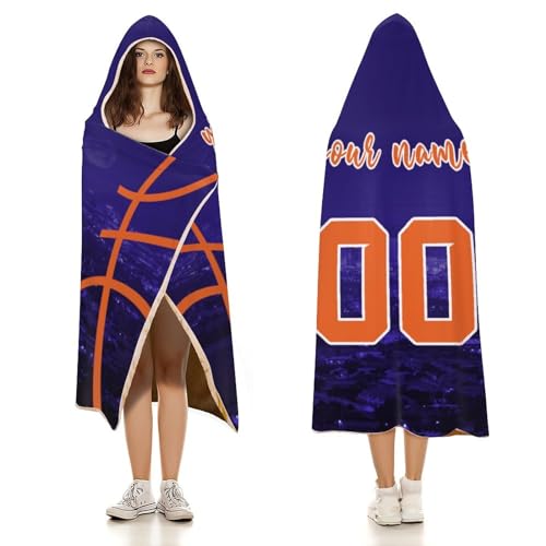 Unickque7 Custom Basketball City Night Skyline Hooded Blankets Personalized Name Number Wearable Flannel Blankets Gifts 50 Inch X 40 Inch,60 Inch X 50 Inch,80 Inch X 60 Inch thumb #2