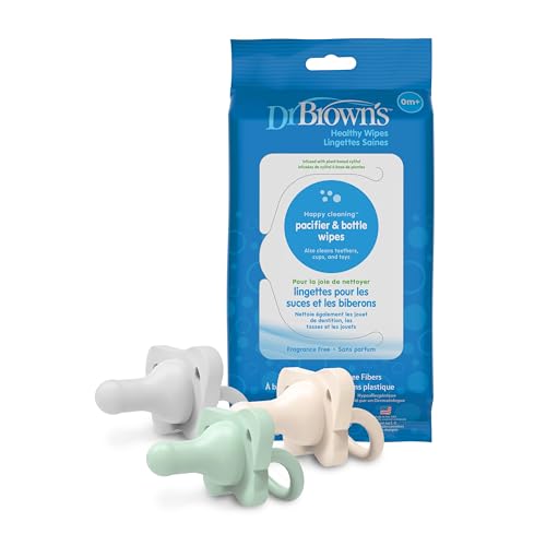 Image of Dr. Brown's Bottle Wipes 40 Count, HappyPaci Silicone Pacifier 0-6m 3 Count 3 Pack