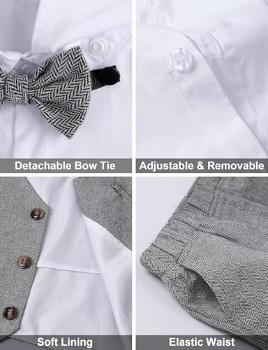 Image of A&J DESIGN 4pcs Baby & Toddler Suit, 12 Months - 5T, Shirt & Pants & Vest & Bow Tie