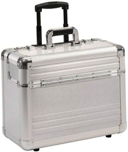 Pilot Case Trolley Aluminium Silver Wheeled Number Lock Laptop Compartment