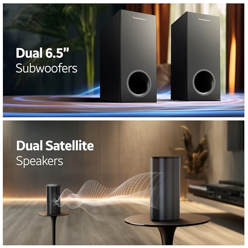 Image of CrossBeats Blaze B2000 5.2 Dolby Home Theater Speaker 900W for TV with 2 subwoofer Satellite Speakers, soundbar for smart tv | HDMI eARC, USB & Aux | Bluetooth Sound bar Music System Home Theatre