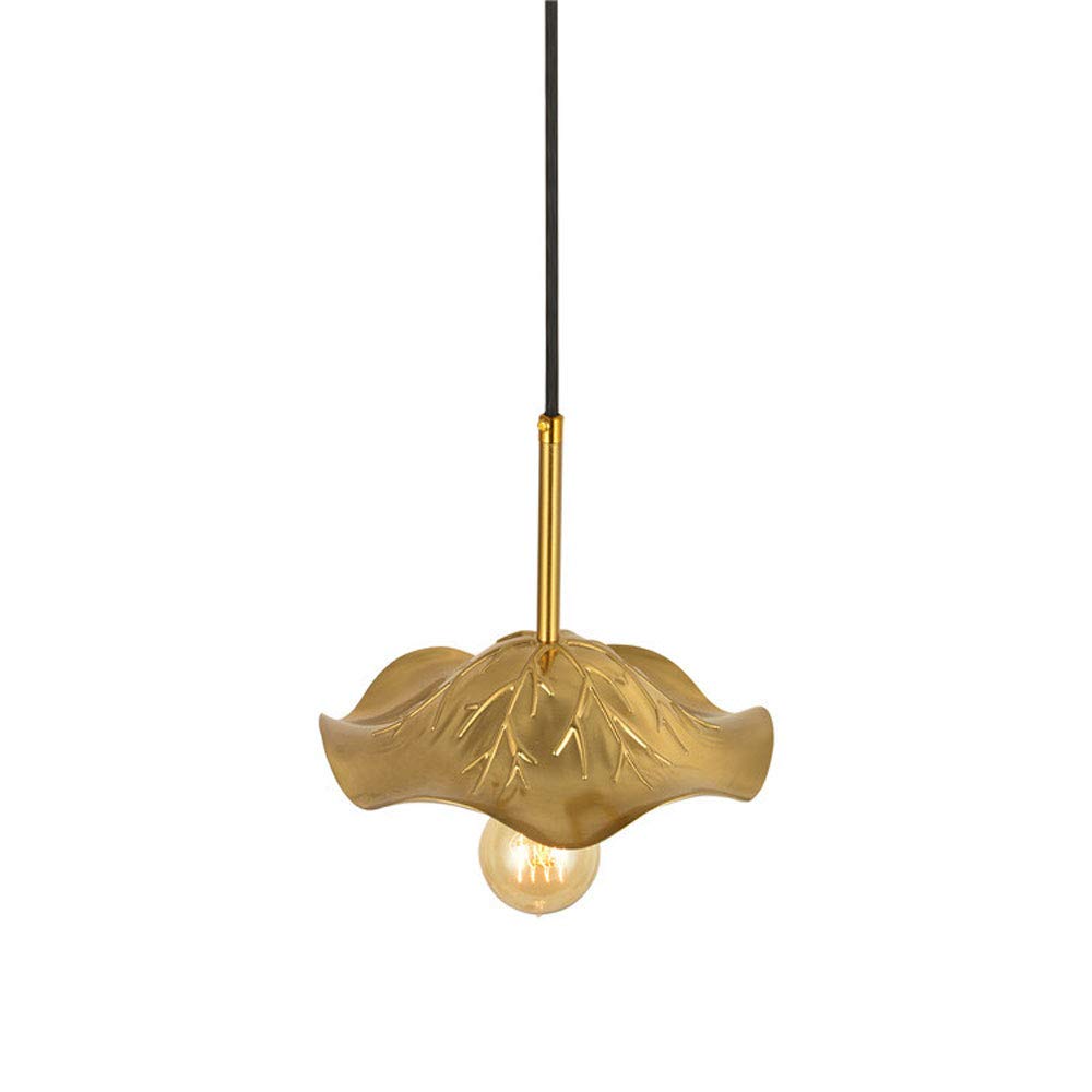 Lámpara colgante Retro Creativa de latón con Forma de hoja de Loto y personalidad nórdica, Luz LED, iluminación E27