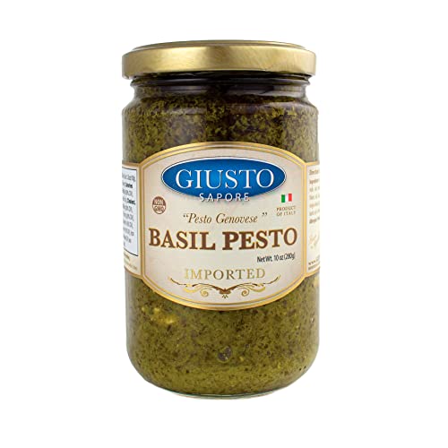 Giusto Sapore Basil Pesto Spreads 9.8oz - All Natural Non GMO Italian Premium Gourmet Brand - Made in Italy and Family Owned