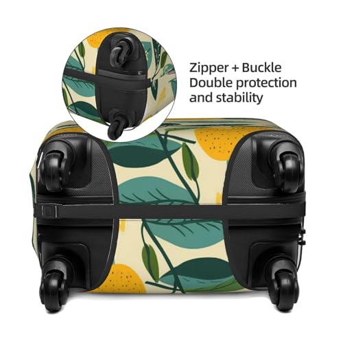 Lemon Fruit Leaves Luggage Cover Elastic Suitcase Protector Ftis 25-28 Inch Suitcase Cover for Luggage4