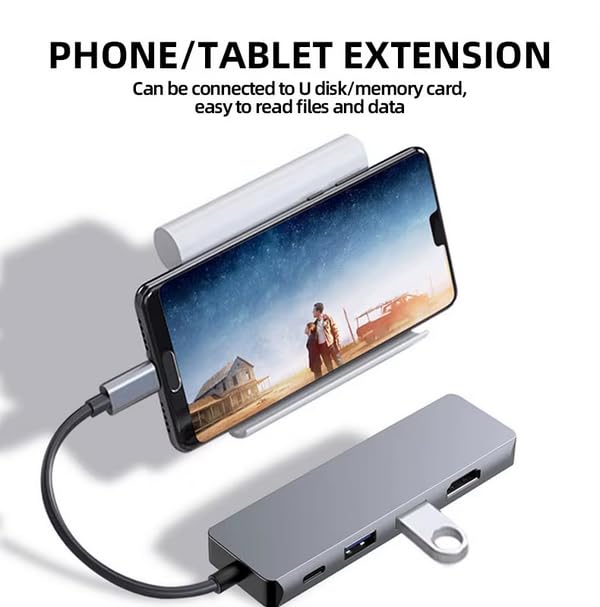 Image of 𝟏𝟓 𝐘𝐄𝐀𝐑𝐒 𝐖𝐀𝐑𝐑𝐀𝐍𝐓𝐘 New Version USB-C Hub, 5-in-1 Multiport Adapter with HDMI, USB 3.0 Ports, RJ45 Ethernet, Space Grey Aluminium Docking Station