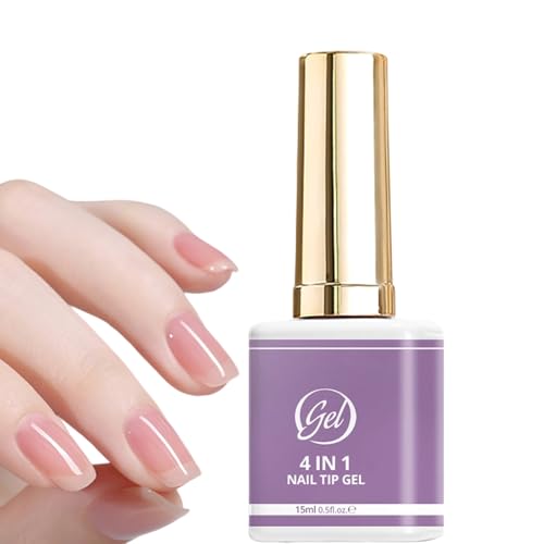 Gel de Pegamento para Uñas - 15 ml 4 en 1 de Larga Duración,Adhesivo De Gel Para Puntas De Uñas Postizas - Para Casa Viaje Diario Diseño De Manicura Cuidado De Belleza Práctica Mujeres Principiantes