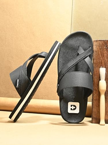 Image of Men's Comfort Slippers with Cross Strap Design | Cushioned Footbed & Shock Absorbing Sole | Lightweight Everyday Wear Slippers for Office, Home & Casual Walking