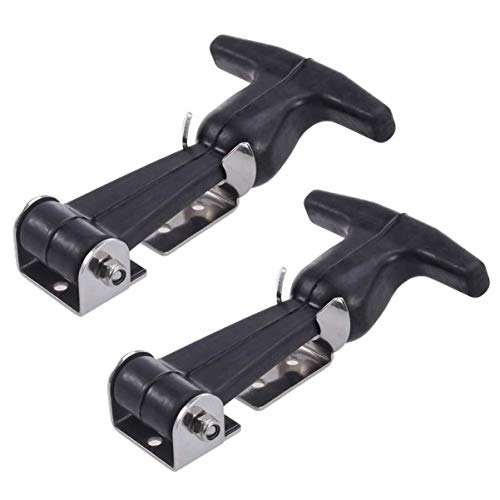feedal 2pcs Flexible T-Handle Hasp Elastic Stainless Steel Rubber Hood T-Handle Draw Latches T-Handle Hasp with Brackets for Tool Box