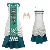 Women's Game Cosplay Princess Blue Outfit Uniform Full Set Halloween Party Costume (XL, Blue-B)
