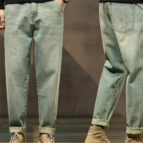 Men's Fall Winter Jeans – Loose Retro Solid Color Denim Pants Comfortable Trousers2