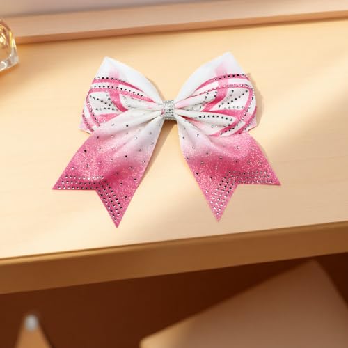 Lazos de animadora con diamantes de imitación brillantes de 8" 3