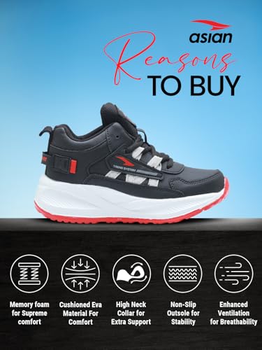 Image of ASIAN Adventure-41 Kids High Top Sports Shoes for Boys & Girls | Lightweight Cushioned Shoes for Running & Play | Breathable Anti-Skid Shoes