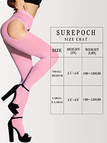 Image of SUREPOCH Suspender Tights for Women Plus Size Garter Belt White Control Top Pantyhose