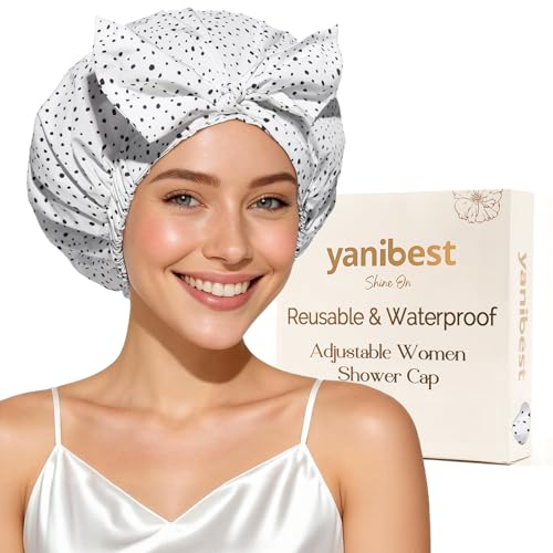 Yanibest Shower Cap for Women Reusable Waterproof, Adjustable...