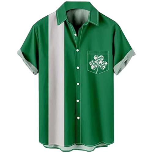 Generisch Camisa informal holgada para hombre con moderno diseño de impresión 3D en ajuste cómodo para atuendos diarios relajados y con estilo, verde, L