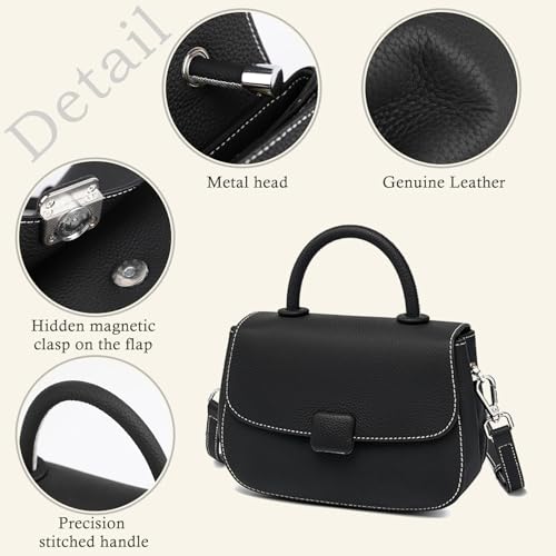 Genuine Leather Shoulder Bag, Mini Top Handle Handbag, Crossbody Bag for Women, Small Satchel Pouch2